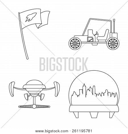 Vector Design Of Mars And Space Sign. Set Of Mars And Planet Vector Icon For Stock.