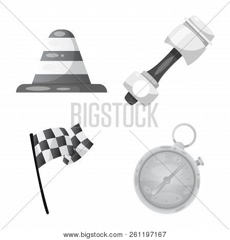 Vector Illustration Of Car And Rally Icon. Collection Of Car And Race Vector Icon For Stock.
