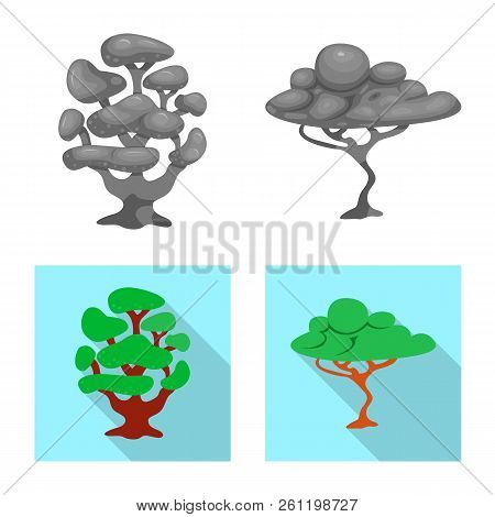 Vector Design Of Tree And Nature Icon. Set Of Tree And Crown Vector Icon For Stock.