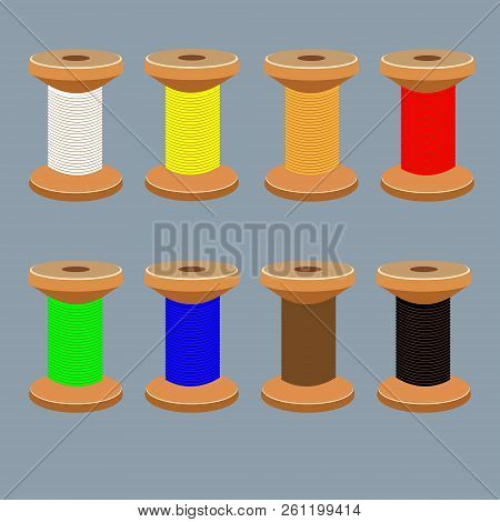 A Set Of Coils With Multi-colored Textile Threads
