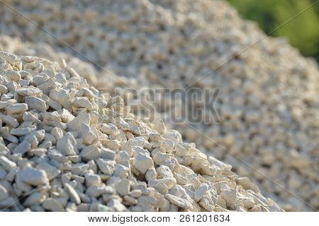 Breakstone Background. Road Gravel. Gravel Texture. Crushed Gravel Background. Piles Of Limestone Ro