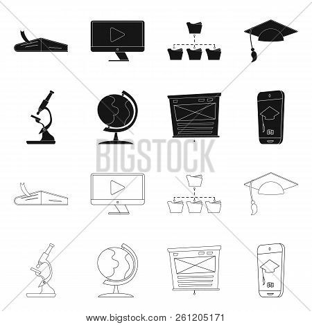 Vector Illustration Of Education And Learning Sign. Set Of Education And School Vector Icon For Stoc
