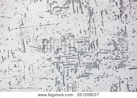 Gray Decorative Bark Beetle Bug Plaster Texture With Imitation Of Trunk With Trace For Modern Loft I