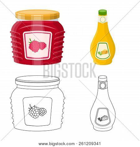 Vector Illustration Of Can And Food Sign. Collection Of Can And Package Vector Icon For Stock.