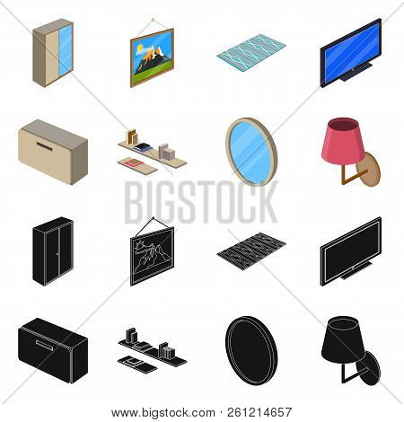 Isolated Object Of Bedroom And Room Icon. Collection Of Bedroom And Furniture Stock Vector Illustrat