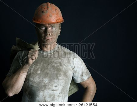 Detailní portraitm pracovník člověka důl