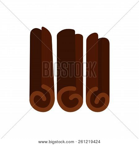Rolled Dry Cinnamon Icon In Flat Style Isolated On White Background Illustration