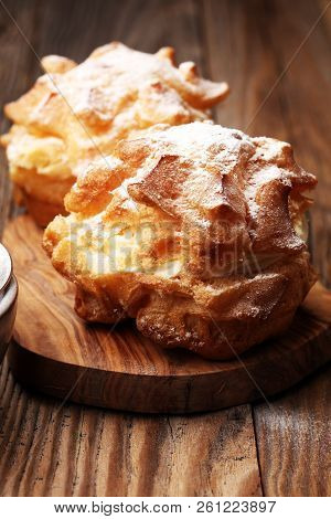 Cream Puffs. Homemade Pastry Cream Puff.