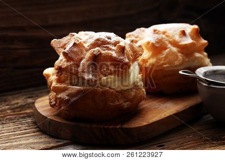 Cream Puffs. Homemade Pastry Cream Puff.