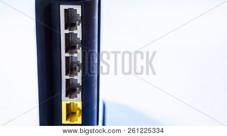 Backside Of Modem Router Isolated On White Background