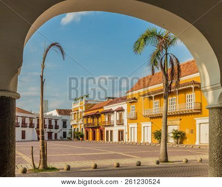 Cartagena Colombia. March 2018. A View Of Plaza Aduana In Cartagena In Colombia