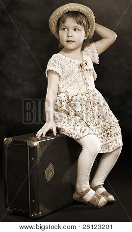 Foto menina de retro stiles em fundo preto