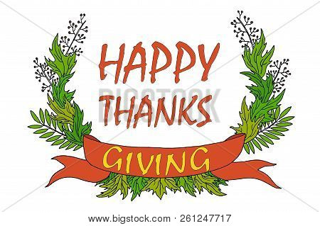 Thanksgiving Day Greeting Card With Text Vector