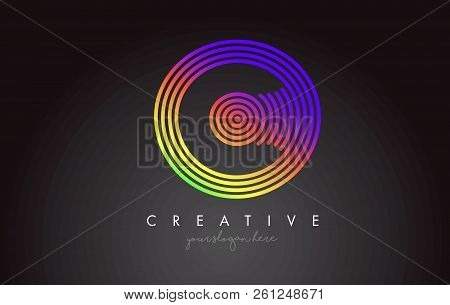C Letter Logo Design With Colorful Rainbow Circular Shapes. Vigrant Circle Letter Logo Vector Illust