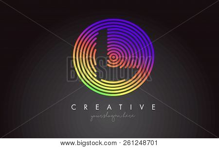 L Letter Logo Design With Colorful Rainbow Circular Shapes. Vigrant Circle Letter Logo Vector Illust