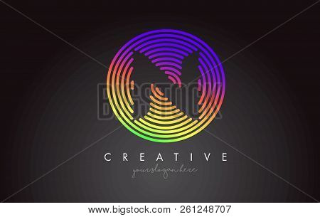 N Letter Logo Design With Colorful Rainbow Circular Shapes. Vigrant Circle Letter Logo Vector Illust