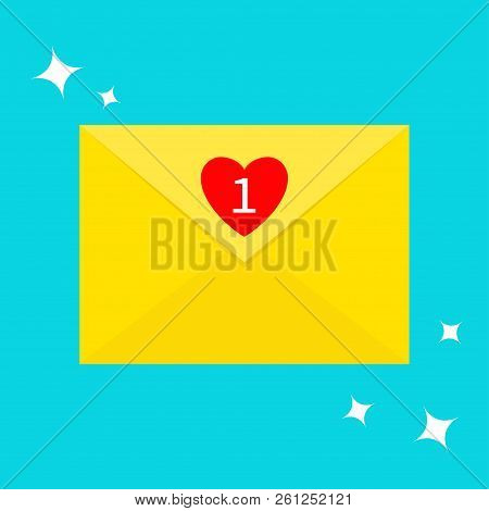 Email Icon. Yellow Paper Envelope. Letter Template. New Message Sign Symbol. Unread Mail Notificatio