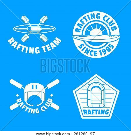 Rafting Kayak Logo Water Canoe Icons Set. Simple Illustration Of 4 Rafting Kayak Logo Water Canoe Ic