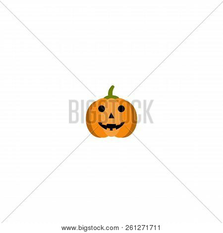 Vector Illustration. Pumpkin Icon. Halloween Symbol. Smiling Pumpkin.