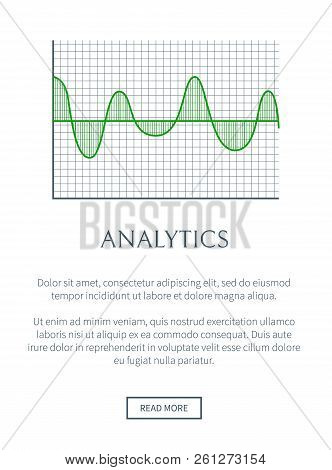 Analytics Digraph Image, Color Vector Illustration, Waving Chart On Green Grid, Flexible Statistic L