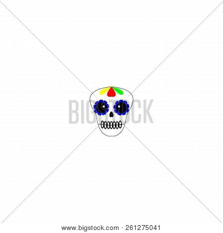 Vector Illustration. Day Of The Dead Poster, Banner, Card. Dia De Los Muertos Icon On White Backgrou