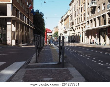 Bologna, Italy - Circa September 2018: Via Marconi Street (formerly Via Roma)