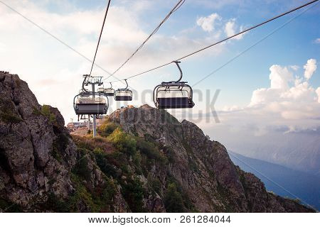 Ropeway On Top Roza Peak. Sochi, Krasnodar Krai, Russia