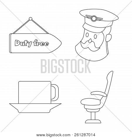 Isolated Object Of Airport And Airplane Icon. Set Of Airport And Plane Vector Icon For Stock.