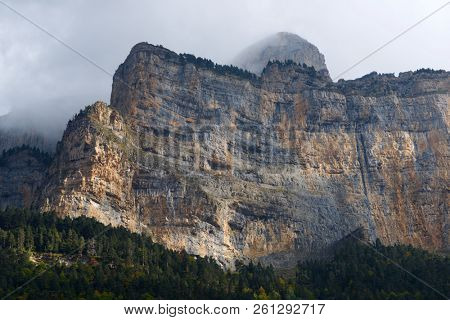 Peak named as Libro Abierto in the Pyrenees, Ordesa Valley National Park, Aragon, Huesca, Spain.