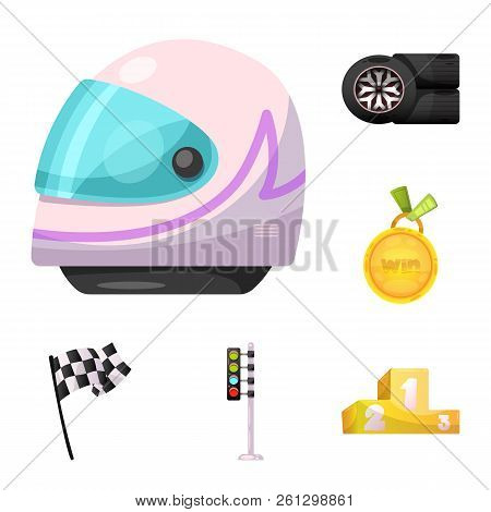 Vector Design Of Car And Rally Sign. Set Of Car And Race Vector Icon For Stock.