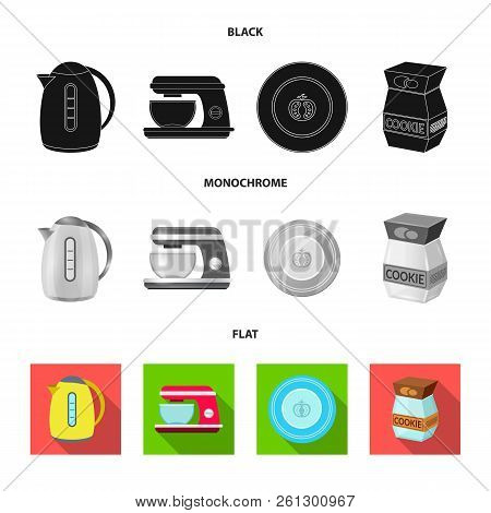 Vector Illustration Of Kitchen And Cook Sign. Collection Of Kitchen And Appliance Vector Icon For St