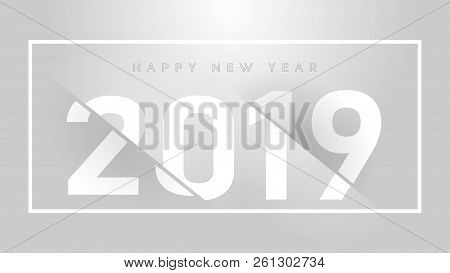New Year Celebration Premium Grey Background Pper Cut Design. Vector Winter Holiday Greeting Card De