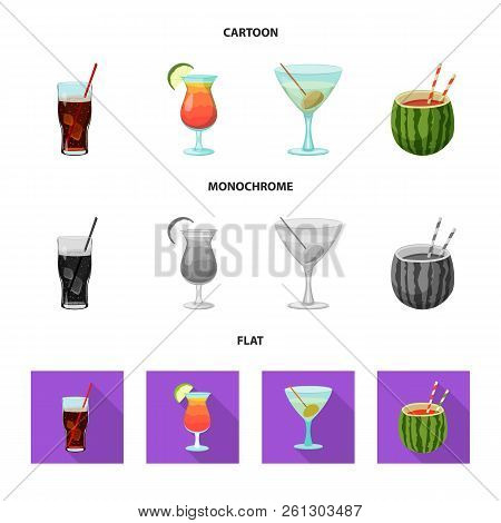 Vector Design Of Drink And Bar Logo. Collection Of Drink And Party Stock Vector Illustration.