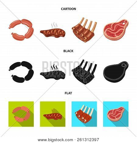 Vector Illustration Of Meat And Ham Icon. Set Of Meat And Cooking Stock Vector Illustration.