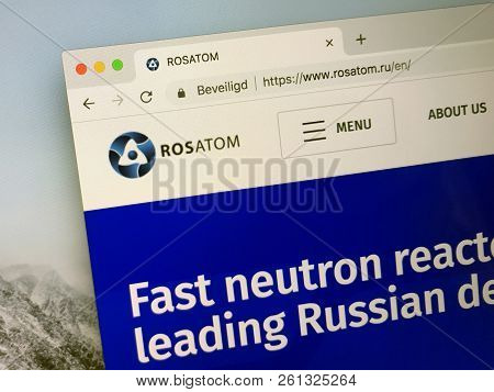 Amsterdam, Netherlands - October 3, 2018: Website Of The State Atomic Energy Corporation Rosatom, A 