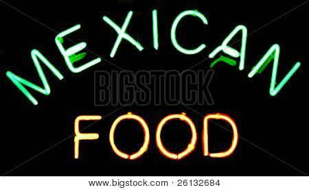 Letrero de neón de comida mexicana