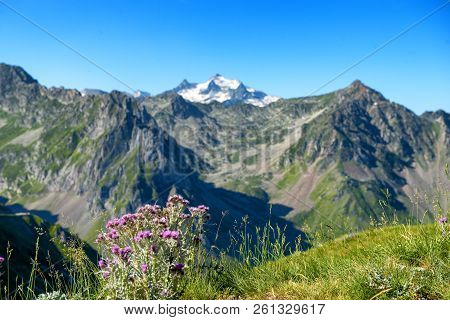 A View Of Pyrenees Mountains With Pic Of Neouvielle At Background, France