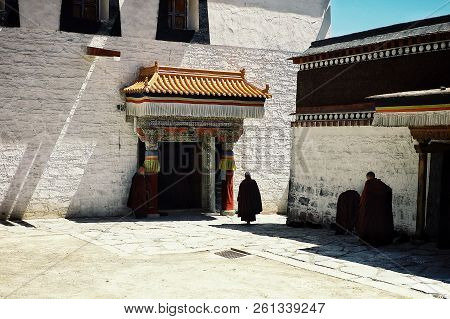 Labrang Monastery, Xiahe, Gansu Province / China - Jun 6 2011: Tibetan Buddhist Monks Gather In One 