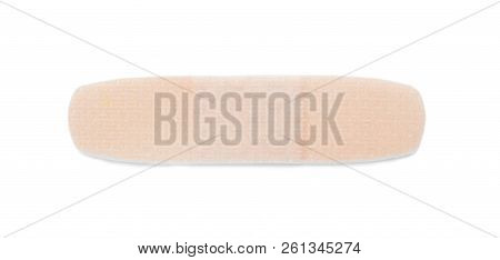 Adhesive Plaster On White Background, Top View. Medical Item