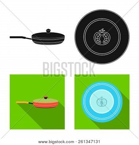 Vector Illustration Of Kitchen And Cook Symbol. Set Of Kitchen And Appliance Vector Icon For Stock.