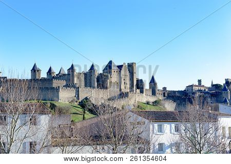 Sunny Day Carcassonne In Summer, Occitania, France