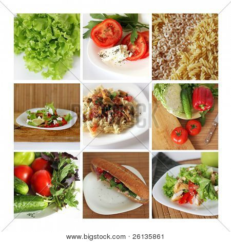 9 写真から作られたおいしいと健康食品コラージュ
