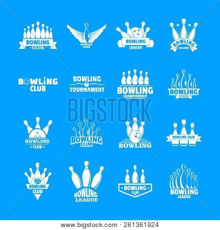Bowling Kegling Game Icons Set. Simple Illustration Of 16 Bowling Kegling Game Icons For Web