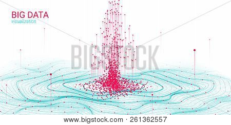 3d Digital Visualization. Big Data Complex. Wave Cosmic Design With Distortion And Motion. Analysis 