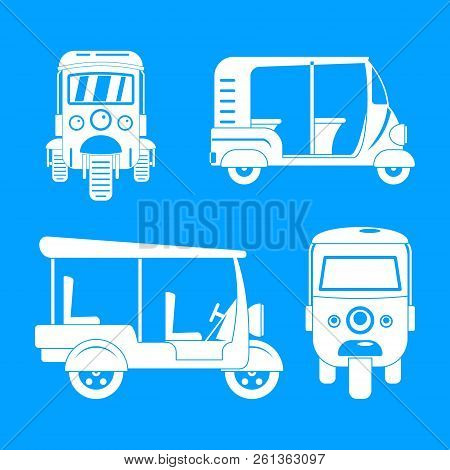 Tuk Rickshaw Thailand Icons Set. Simple Illustration Of 4 Tuk Rickshaw Thailand Icons For Web