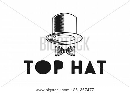 Hand Drawn Hat And Tie Logo Design Inspiration Isolated On White Backgrounds