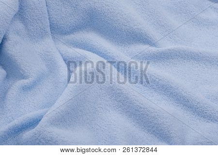 Abstract Texture Of A Fleecy Fabr. Blue Fabric, 
Towel Background.