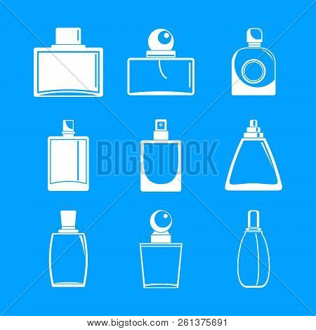 Fragrance Bottles Aroma Flavor Perfume Icons Set. Simple Illustration Of 9 Fragrance Bottles Aroma F