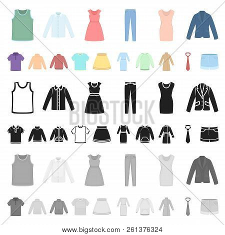 Different Kinds Of Clothes Cartoon Icons In Set Collection For Design. Clothes And Style Vector Symb