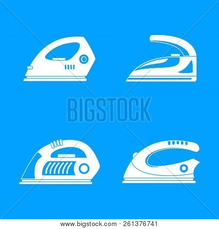 Smoothing Iron Drag Appliance Icons Set. Simple Illustration Of 4 Smoothing Iron Drag Appliance Icon